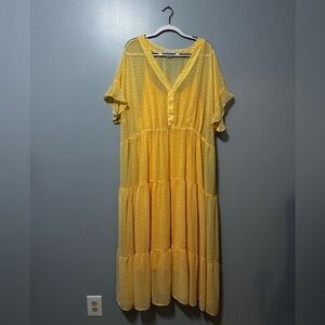 Ava & Viv Yellow White Floral Tiered Dress 4x